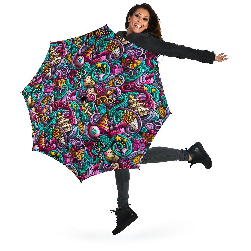 Print Pattern Birthday Automatic Foldable Umbrella-grizzshop