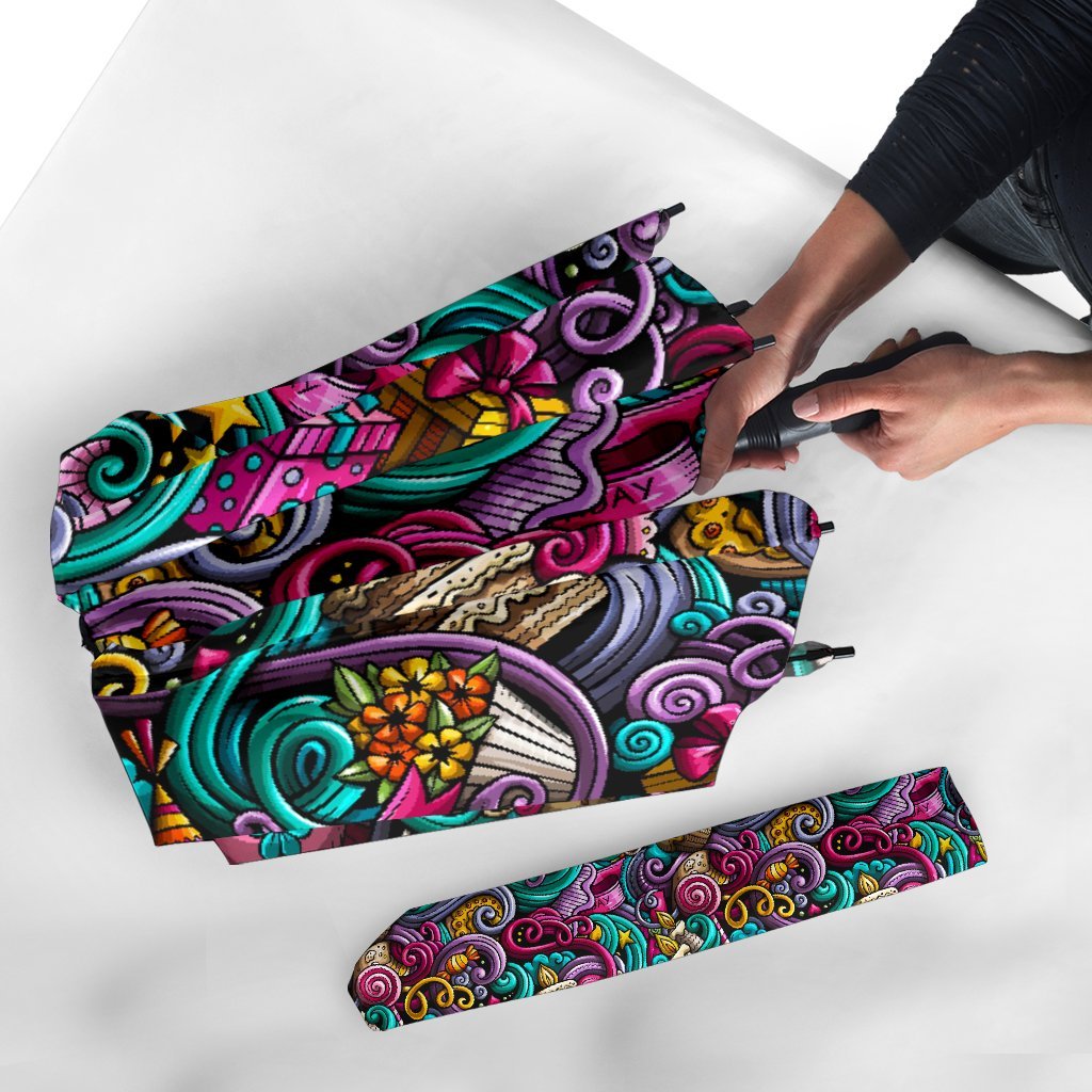 Print Pattern Birthday Automatic Foldable Umbrella-grizzshop