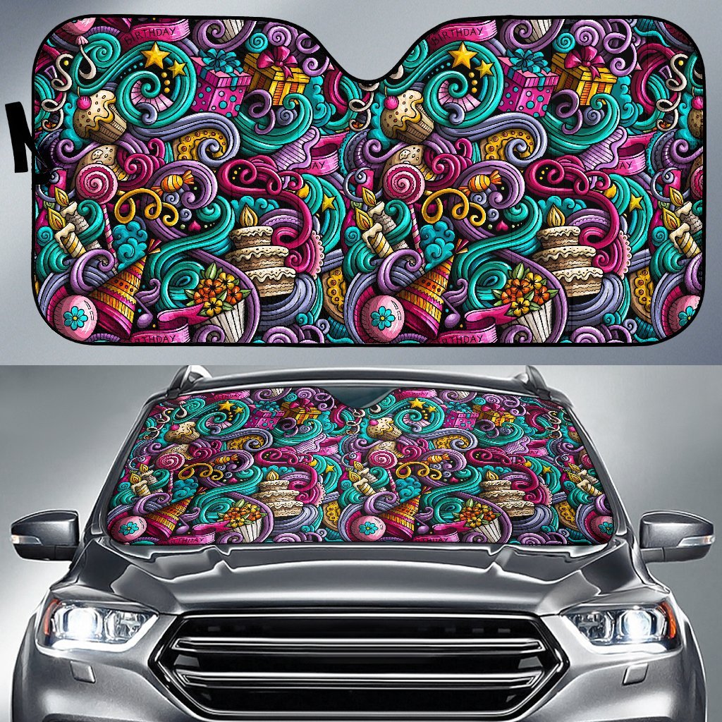 Print Pattern Birthday Car Sun Shade-grizzshop