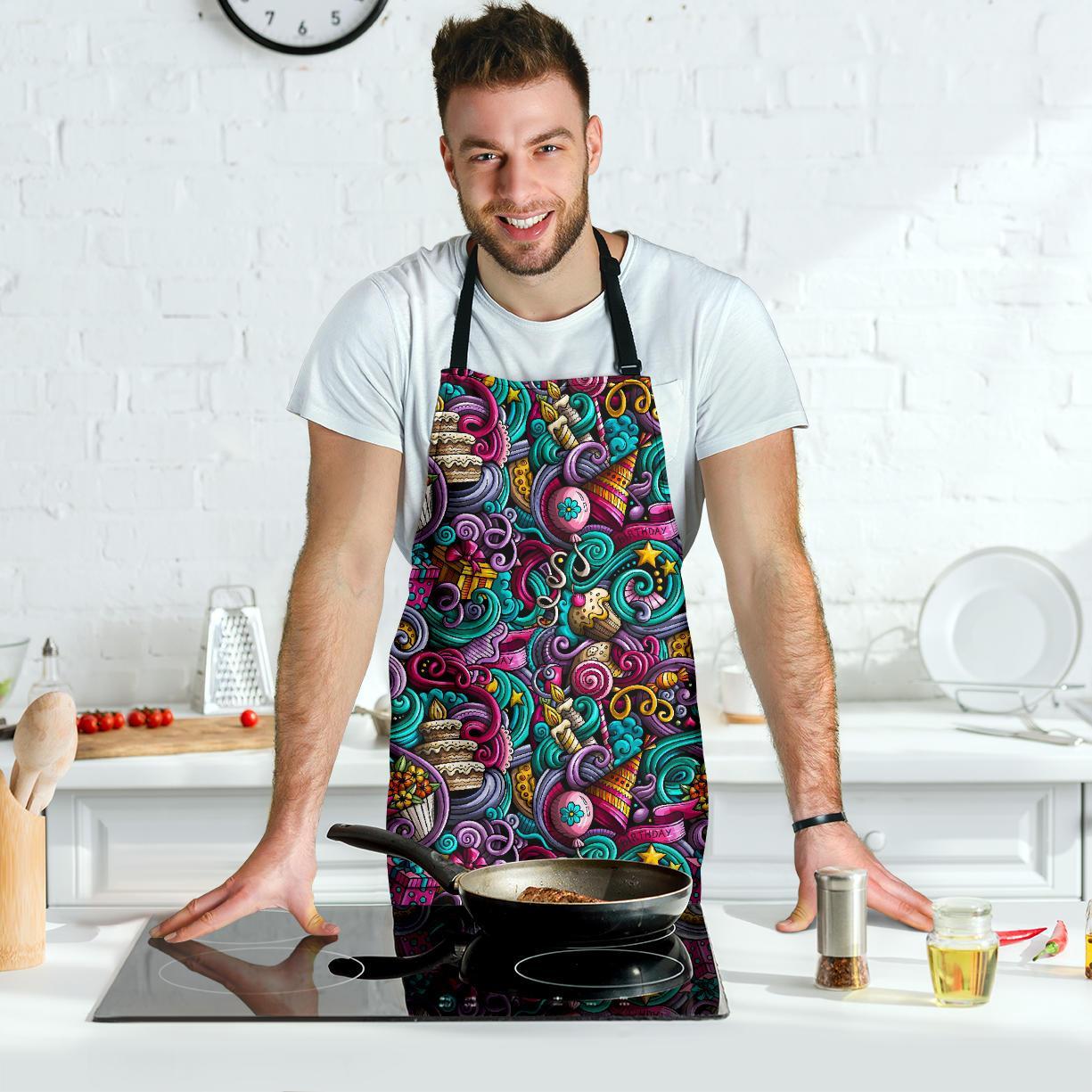 Print Pattern Birthday Men's Apron-grizzshop