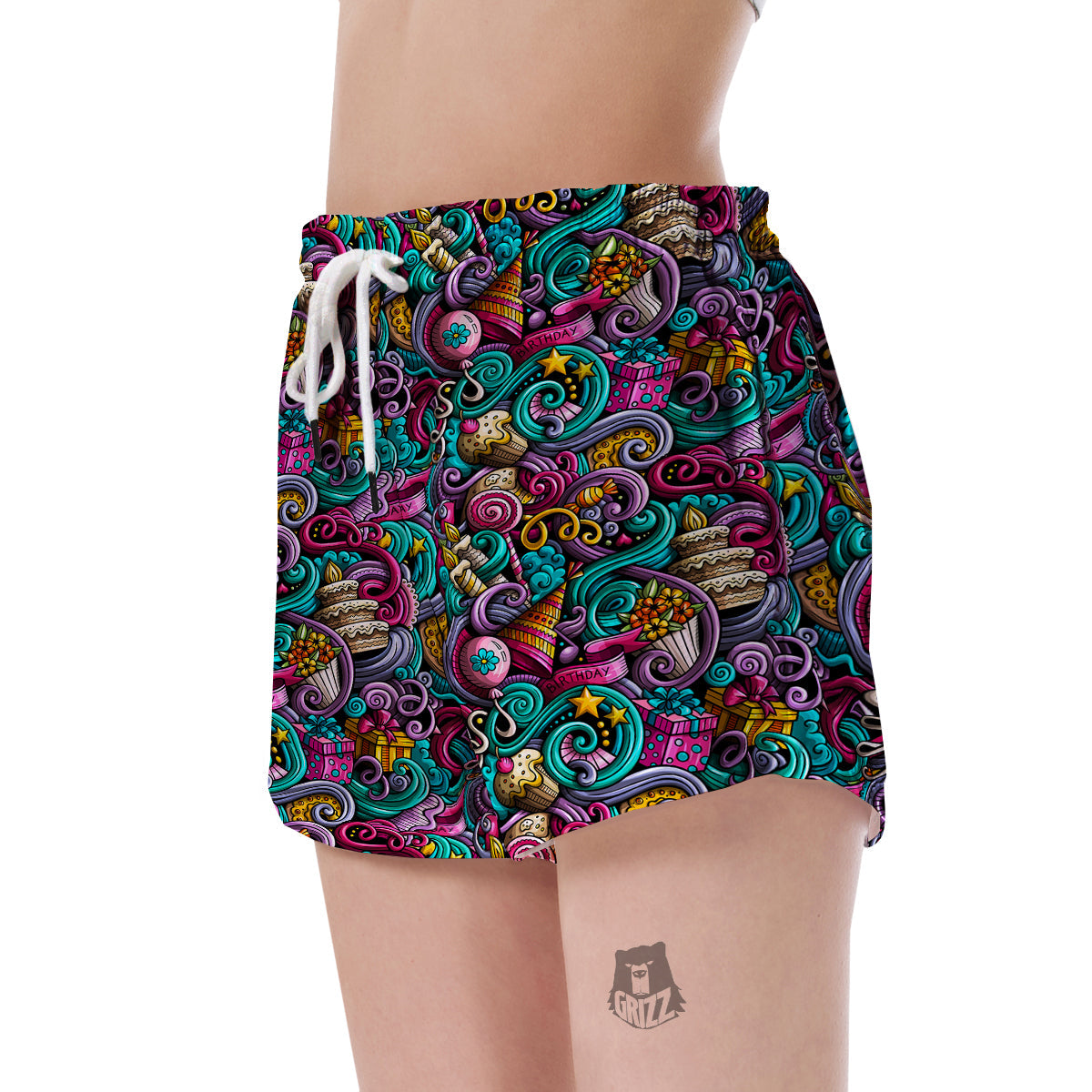 Print Pattern Birthday Women's Shorts-grizzshop