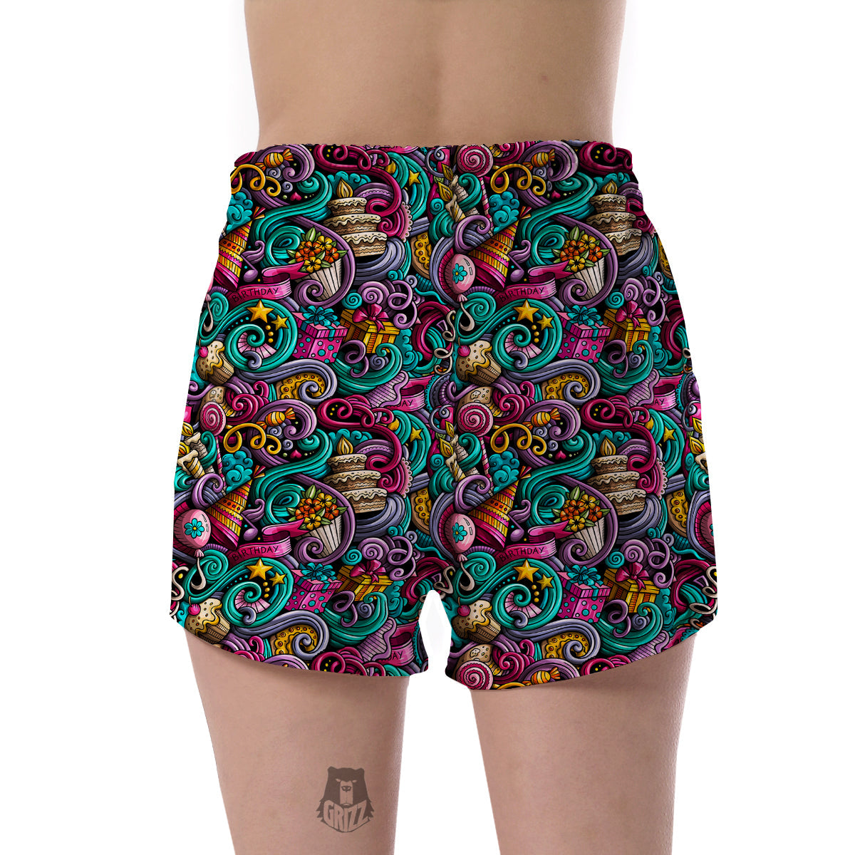 Print Pattern Birthday Women's Shorts-grizzshop