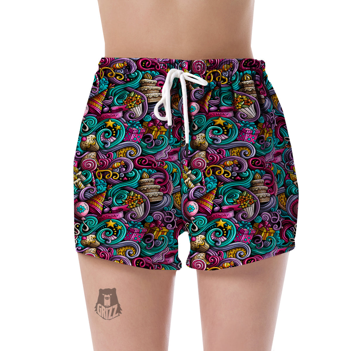 Print Pattern Birthday Women's Shorts-grizzshop