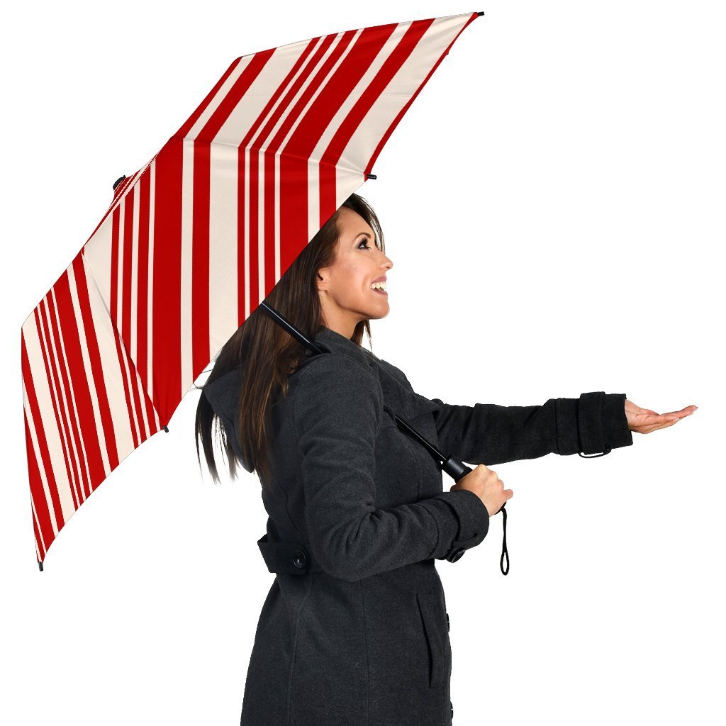 Print Pattern Candy Cane Automatic Foldable Umbrella-grizzshop
