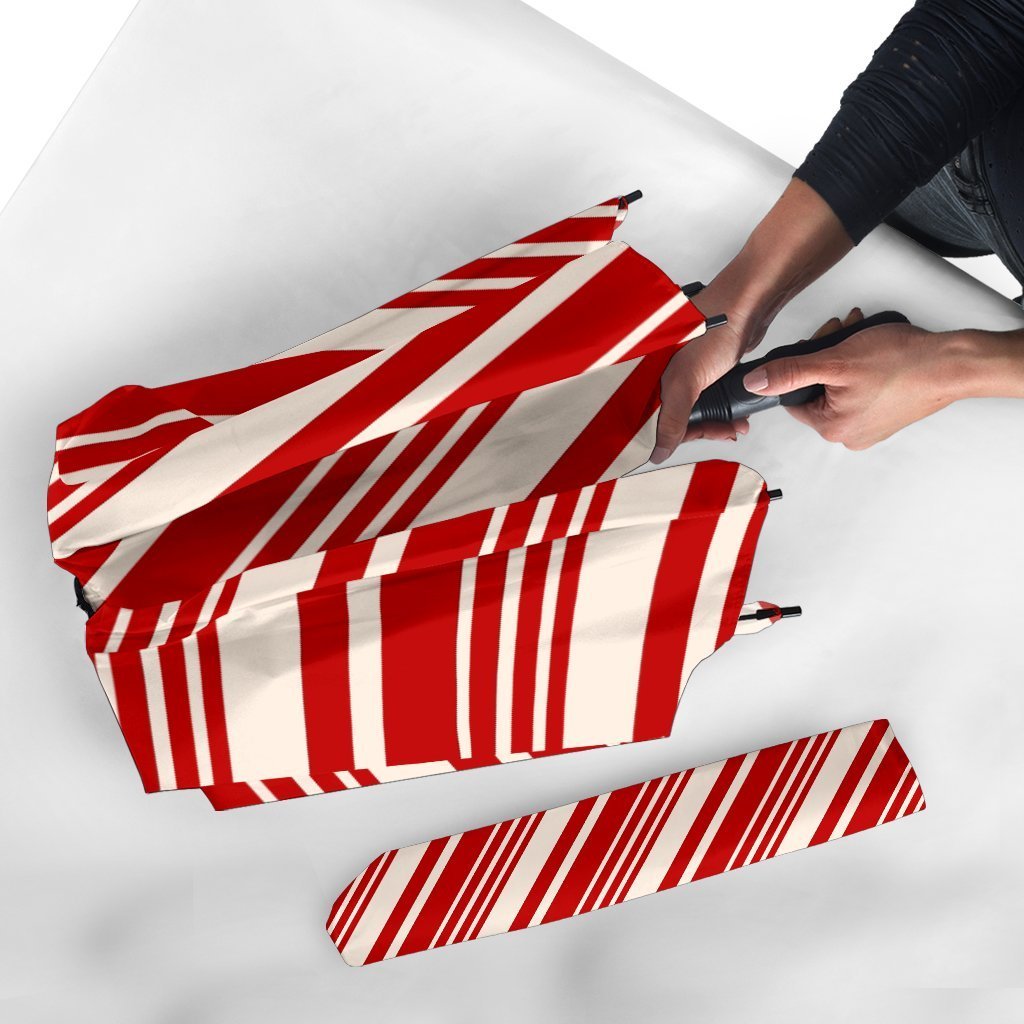 Print Pattern Candy Cane Automatic Foldable Umbrella-grizzshop