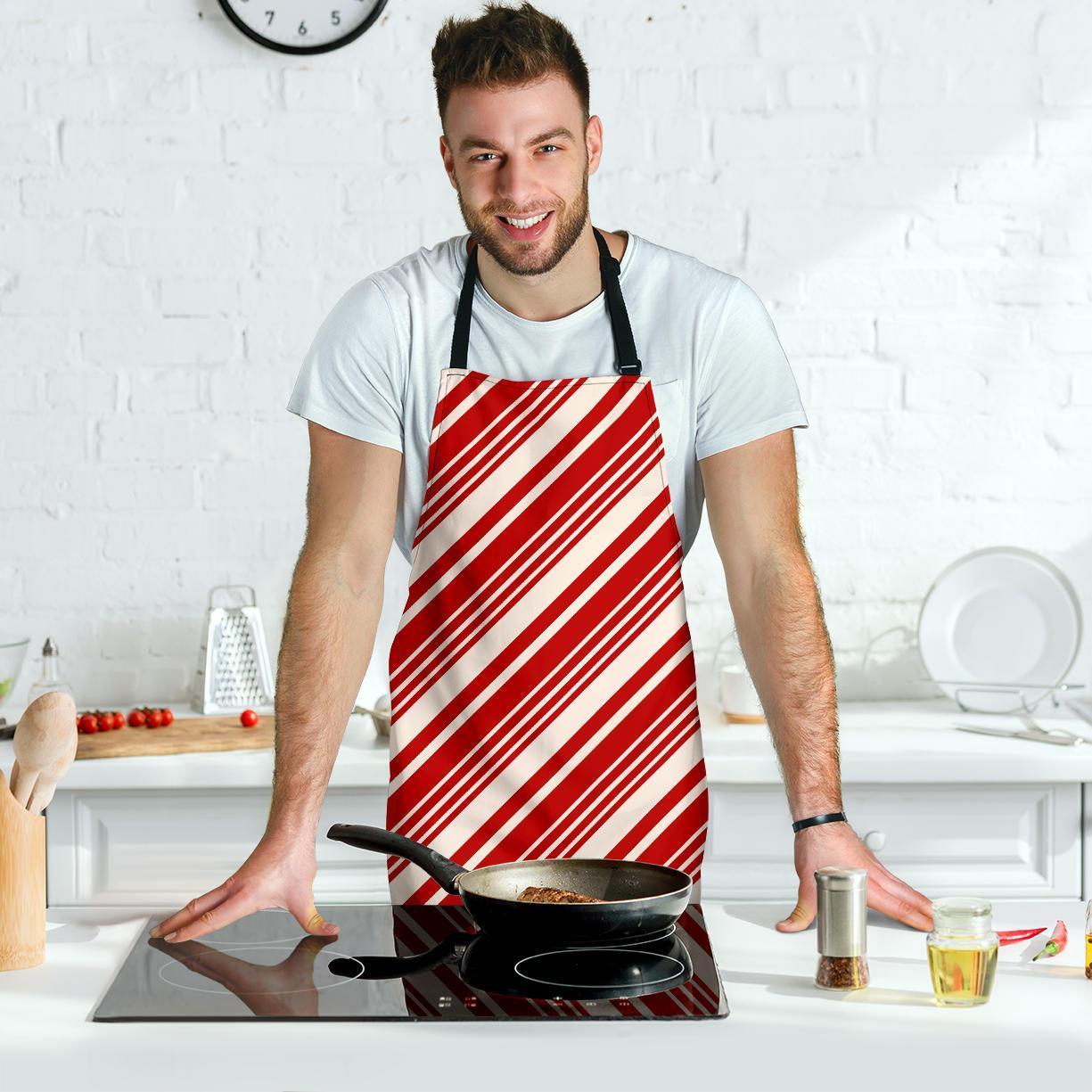 Print Pattern Candy Cane Men's Apron-grizzshop