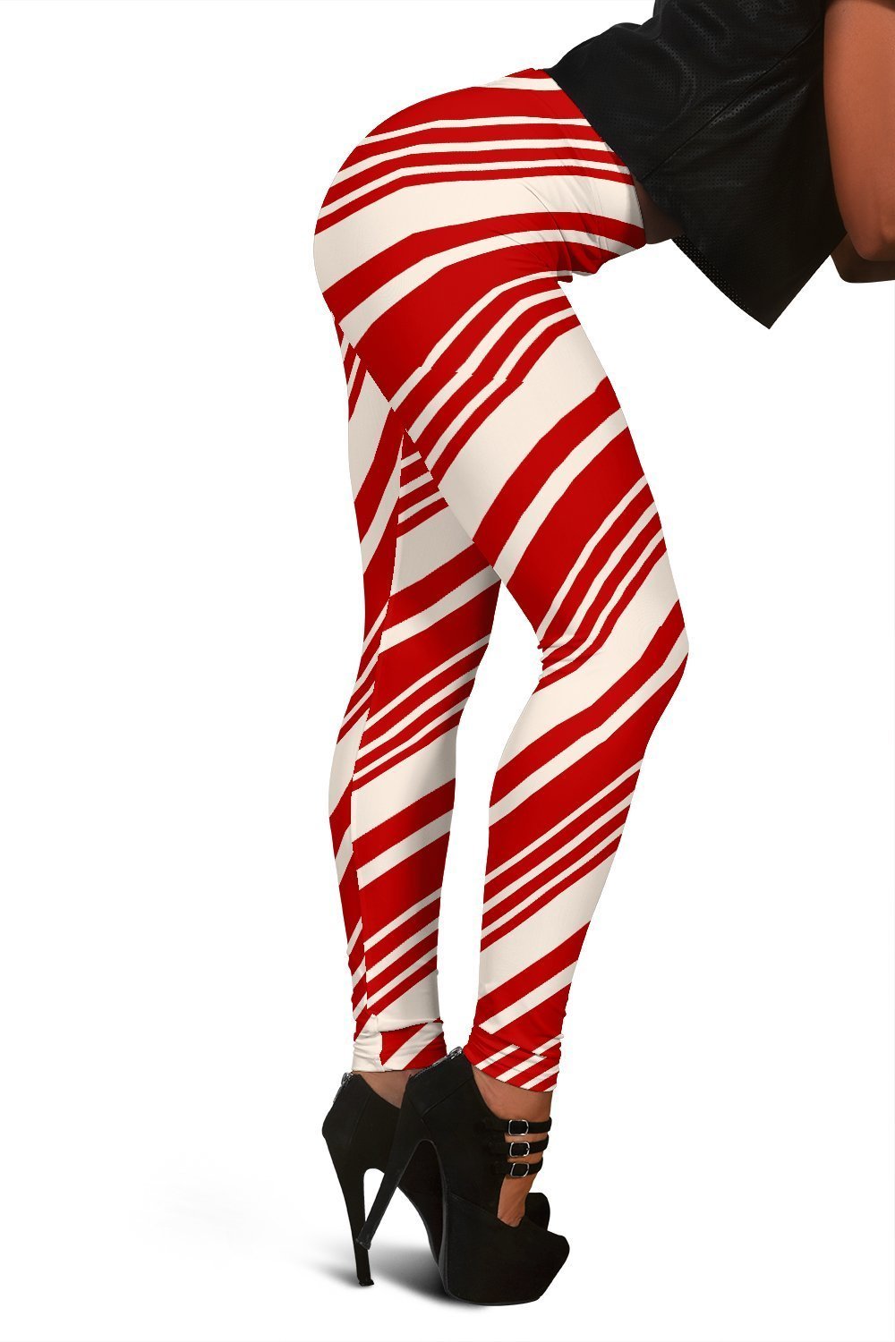 Print Pattern Candy Cane Women Leggings-grizzshop