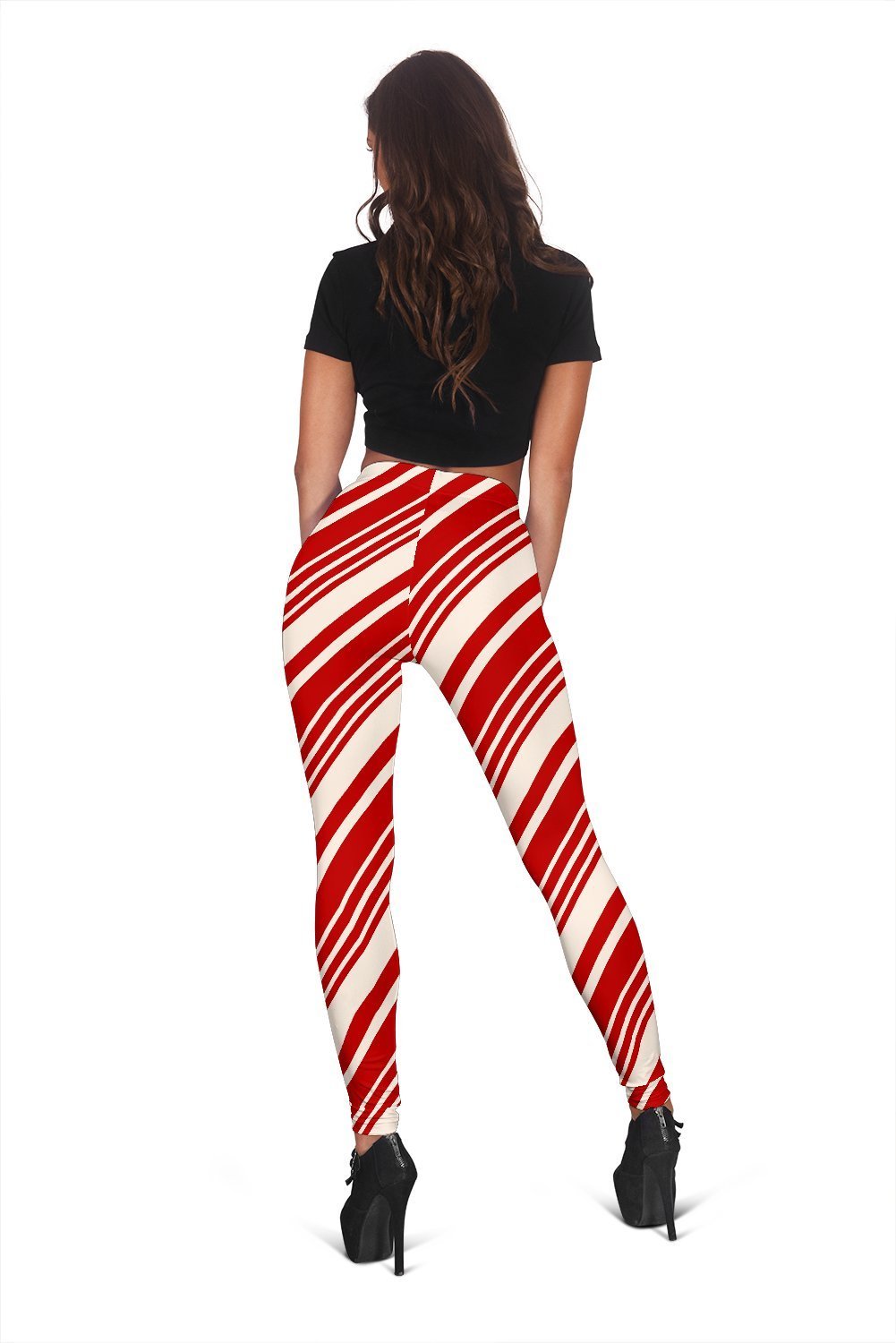 Print Pattern Candy Cane Women Leggings-grizzshop
