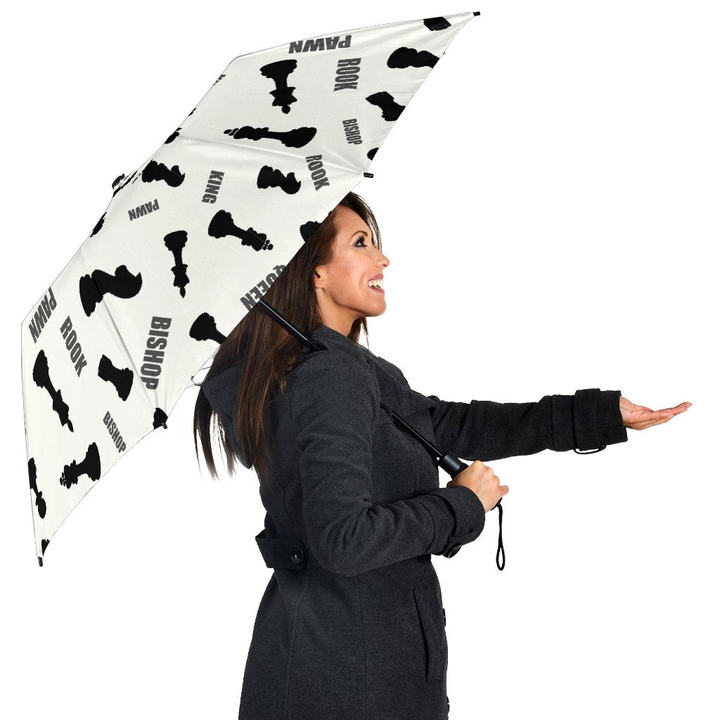 Print Pattern Chess Automatic Foldable Umbrella-grizzshop