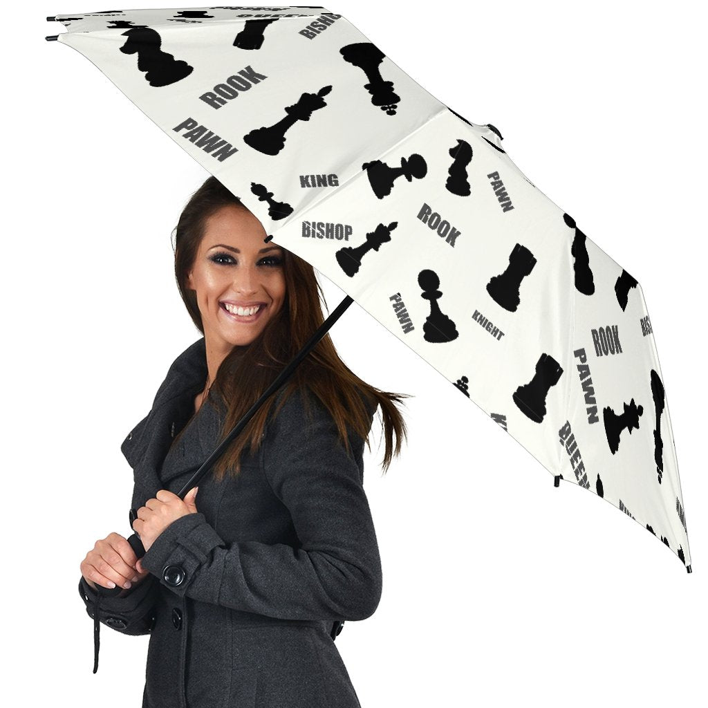 Print Pattern Chess Automatic Foldable Umbrella-grizzshop