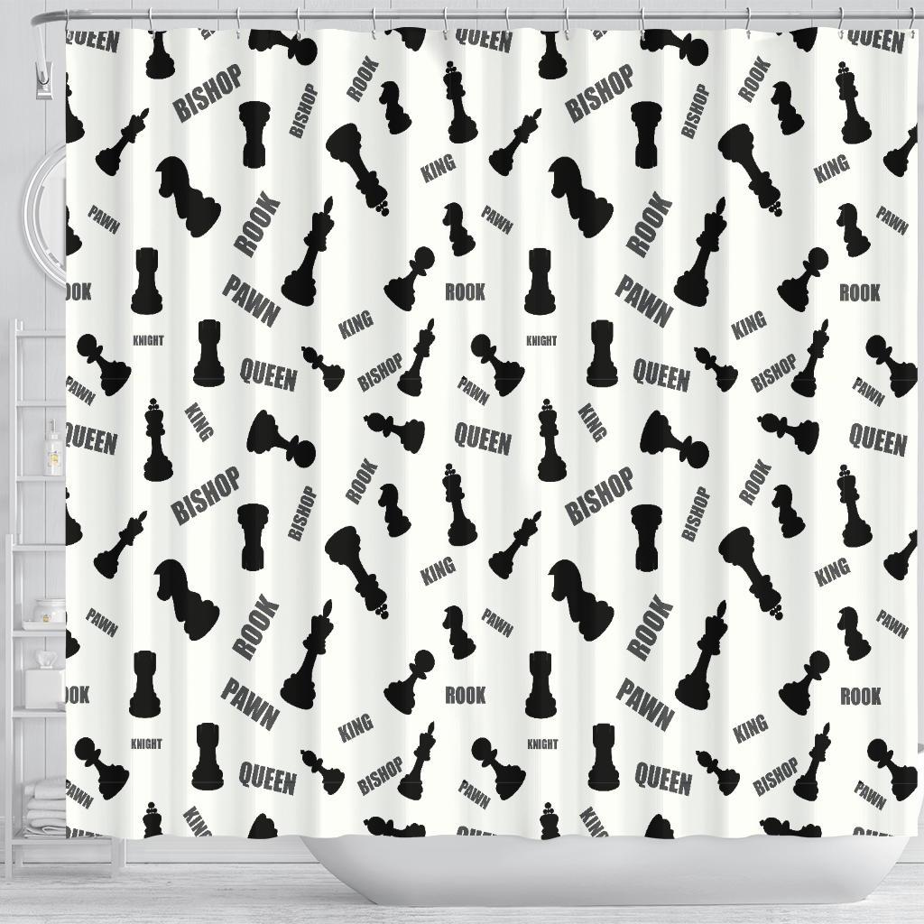 Print Pattern Chess Bathroom Shower Curtain-grizzshop