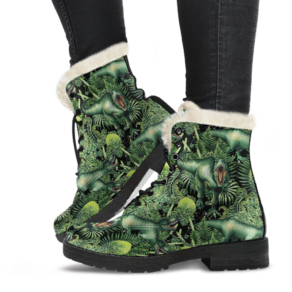 Print Pattern Dinosaur T rex Comfy Winter Boots-grizzshop