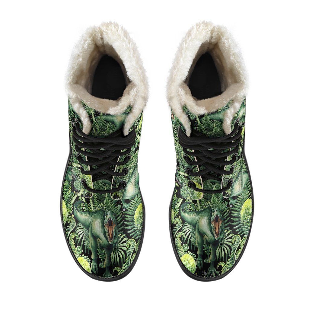 Print Pattern Dinosaur T rex Comfy Winter Boots-grizzshop