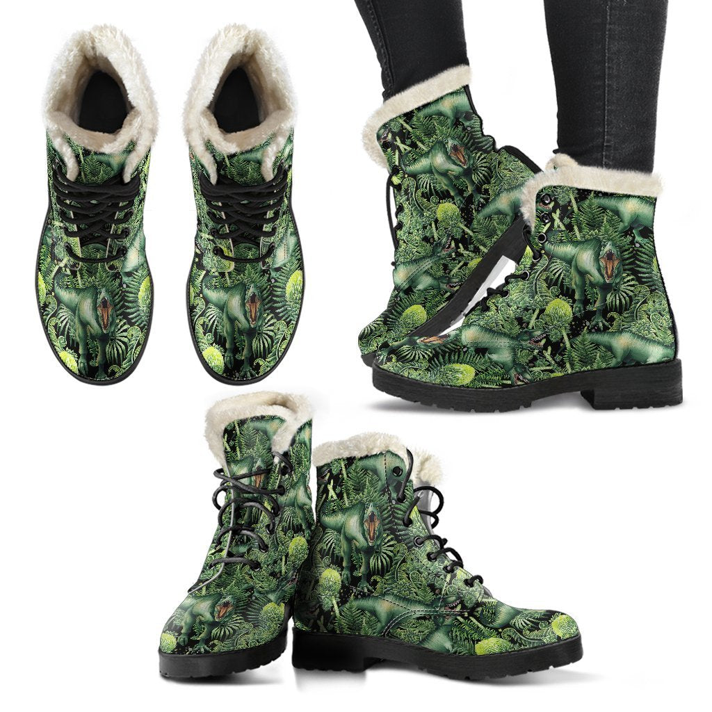 Print Pattern Dinosaur T rex Comfy Winter Boots-grizzshop