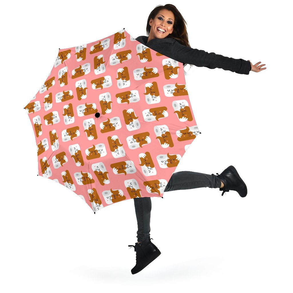 Print Pattern Emoji Poop Automatic Foldable Umbrella-grizzshop