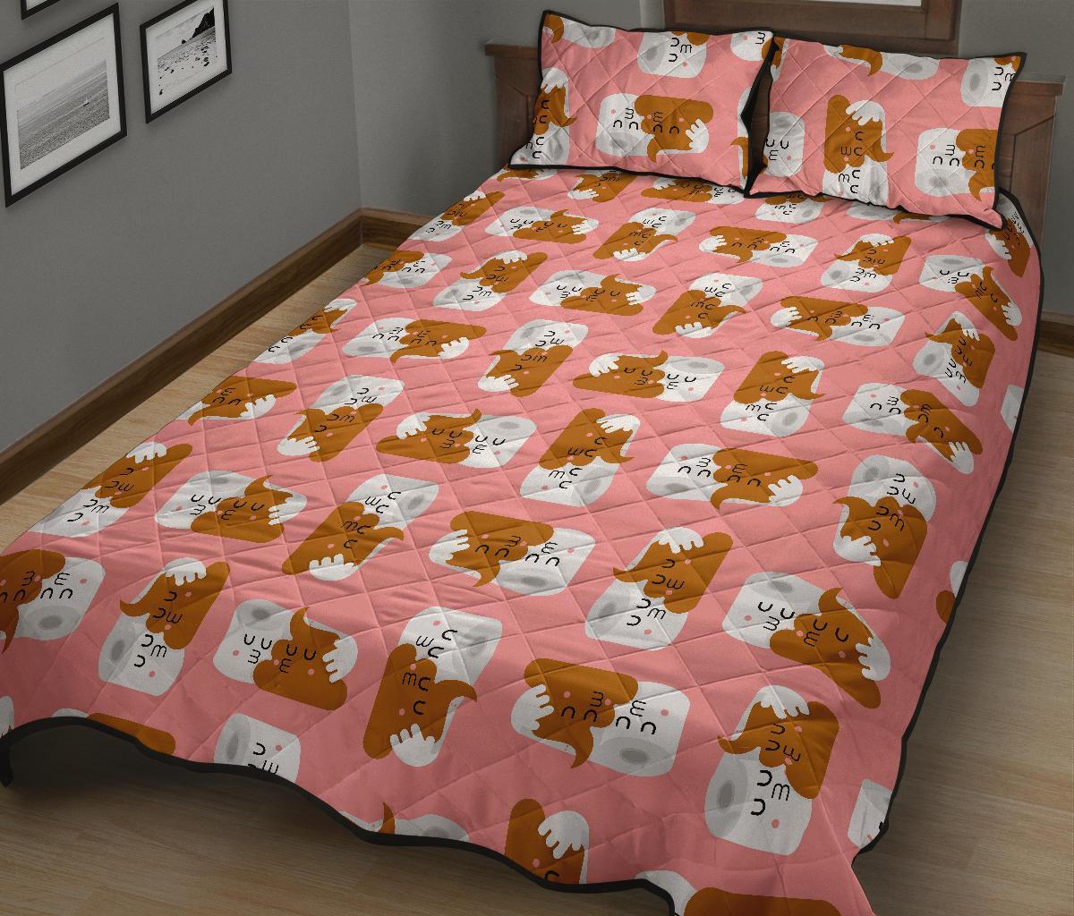 Print Pattern Emoji Poop Bed Set Quilt-grizzshop