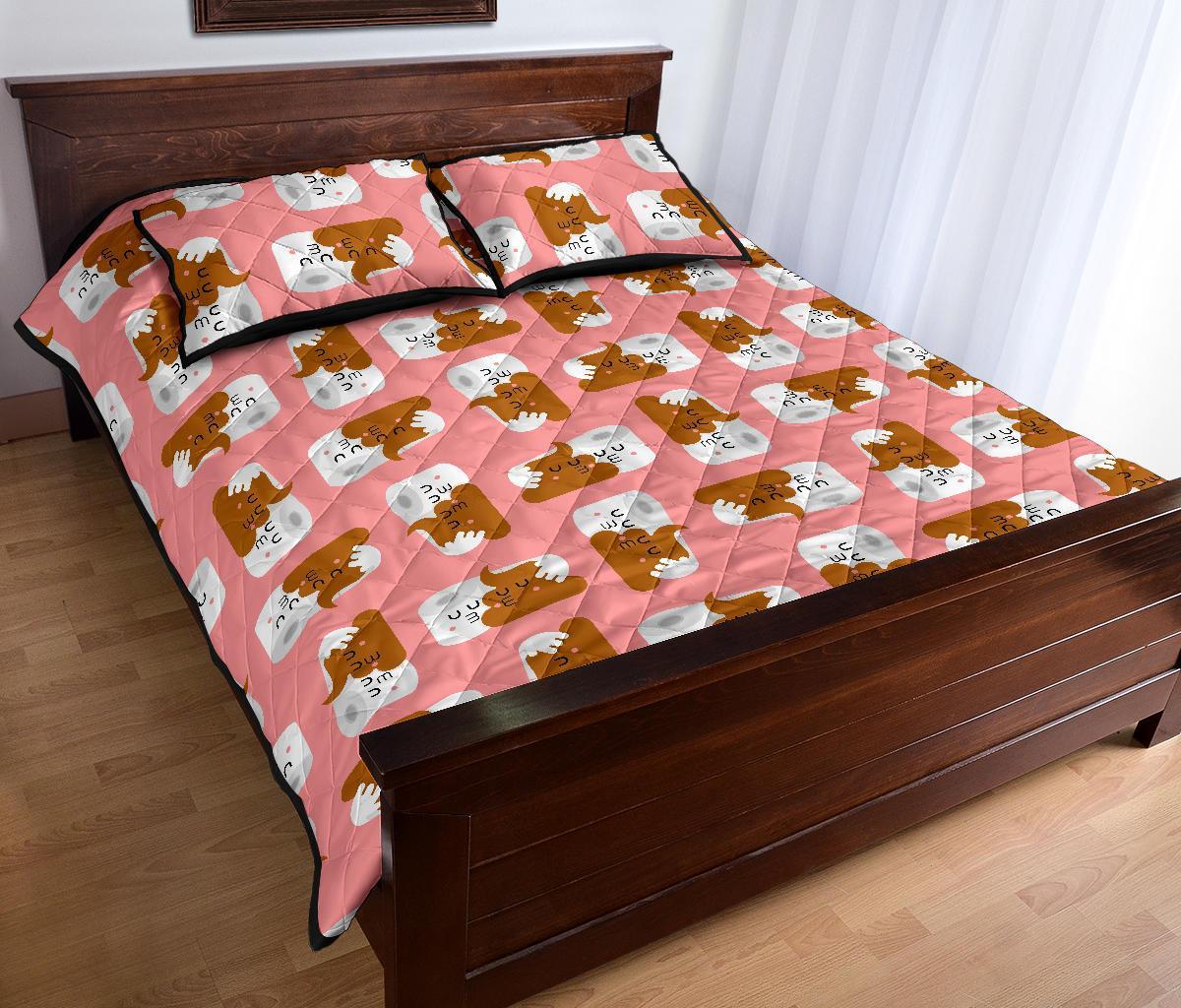 Print Pattern Emoji Poop Bed Set Quilt-grizzshop