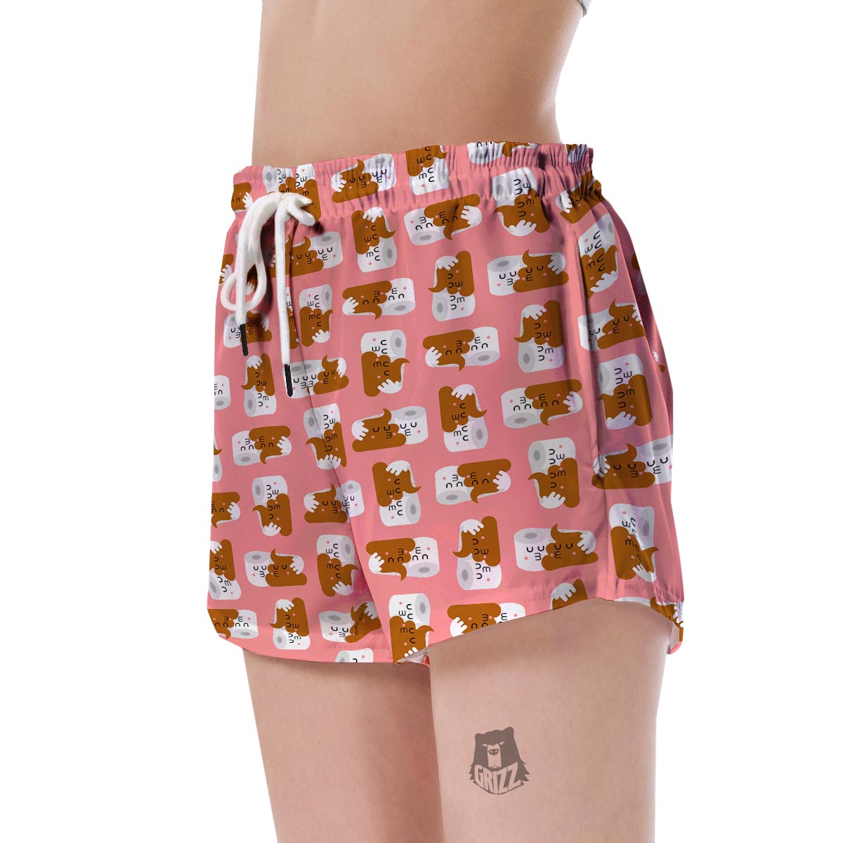 Print Pattern Emoji Poop Women's Shorts-grizzshop