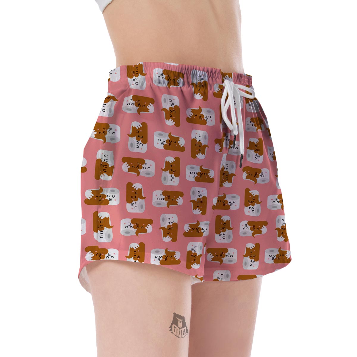 Print Pattern Emoji Poop Women's Shorts-grizzshop