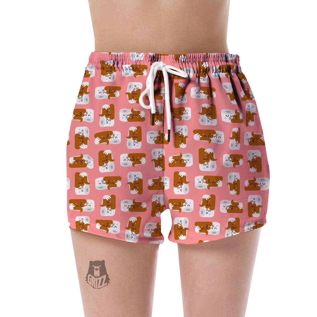 Print Pattern Emoji Poop Women's Shorts-grizzshop