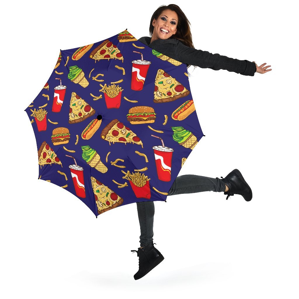Print Pattern Fastfood Automatic Foldable Umbrella-grizzshop