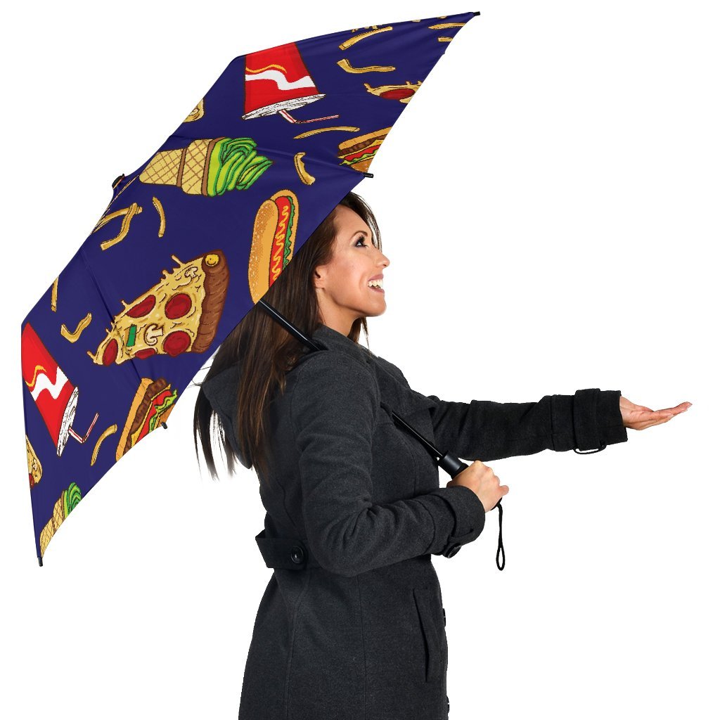 Print Pattern Fastfood Automatic Foldable Umbrella-grizzshop