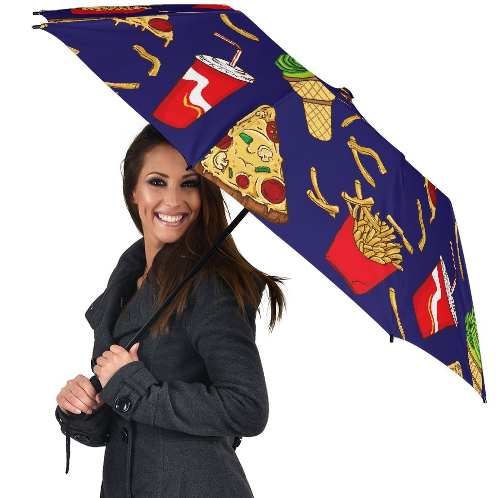 Print Pattern Fastfood Automatic Foldable Umbrella-grizzshop