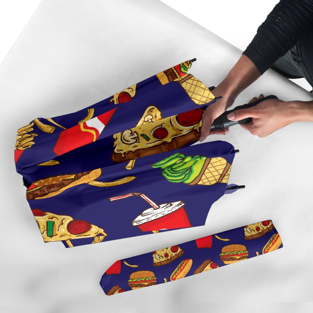 Print Pattern Fastfood Automatic Foldable Umbrella-grizzshop