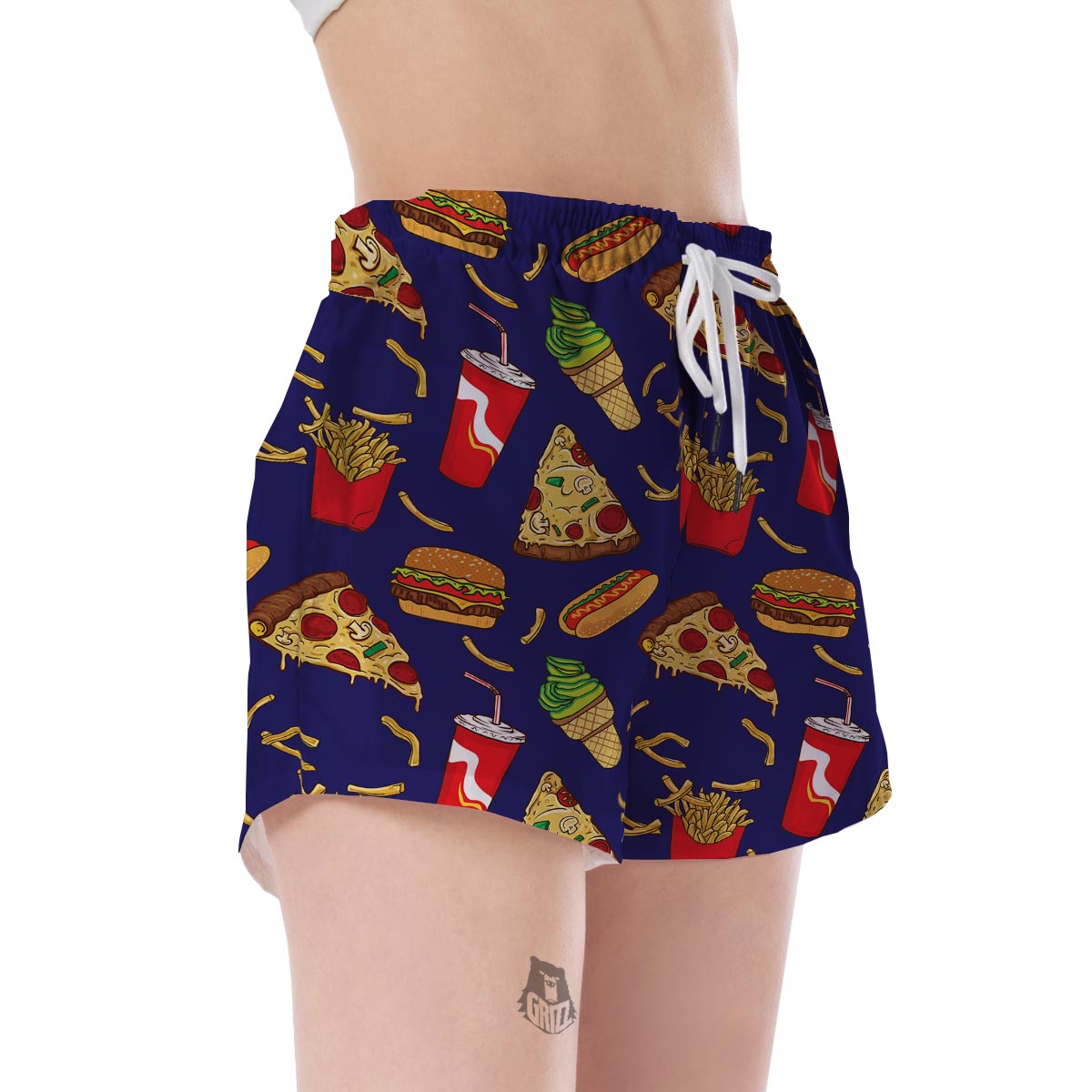 Print Pattern Fastfood Women's Shorts-grizzshop