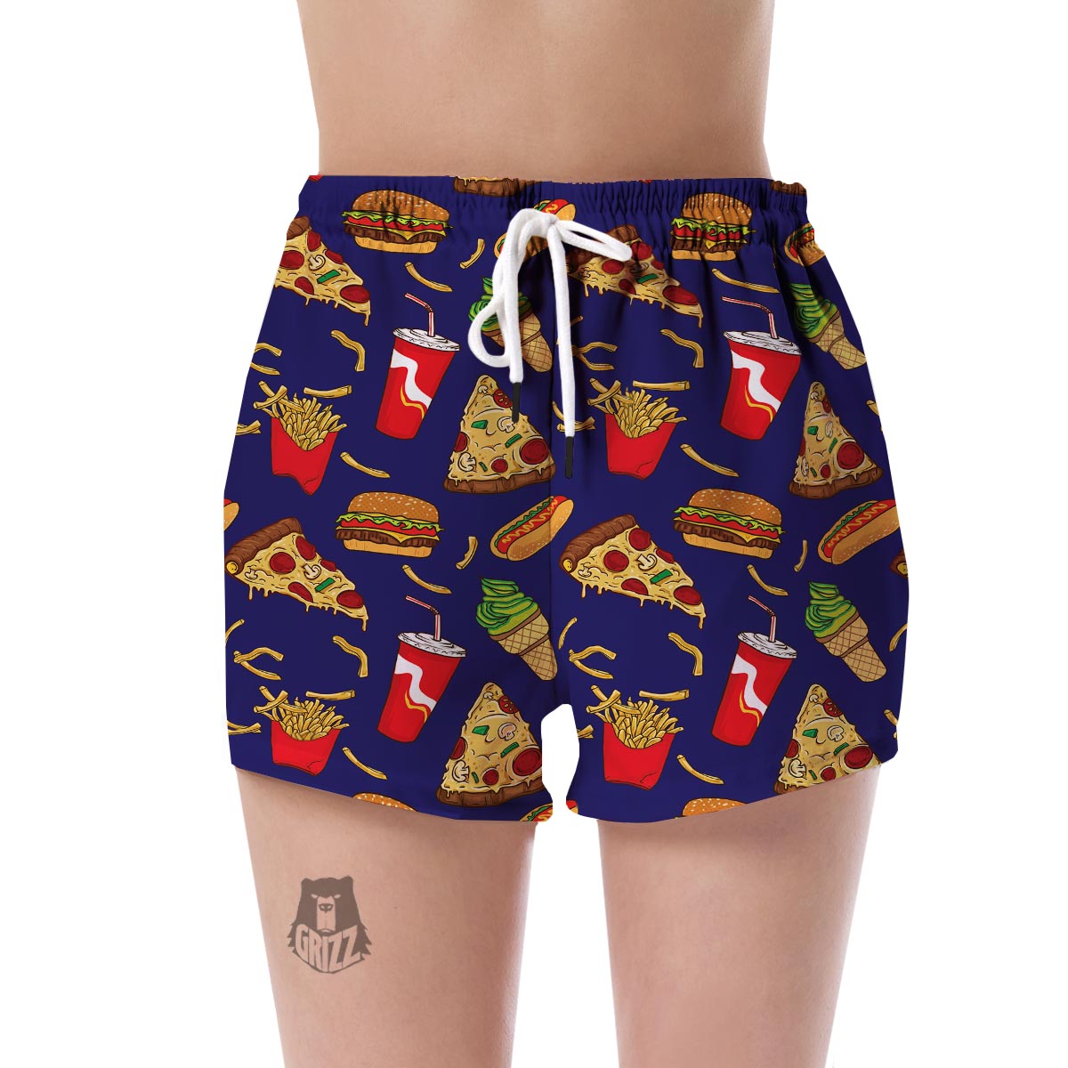 Print Pattern Fastfood Women's Shorts-grizzshop