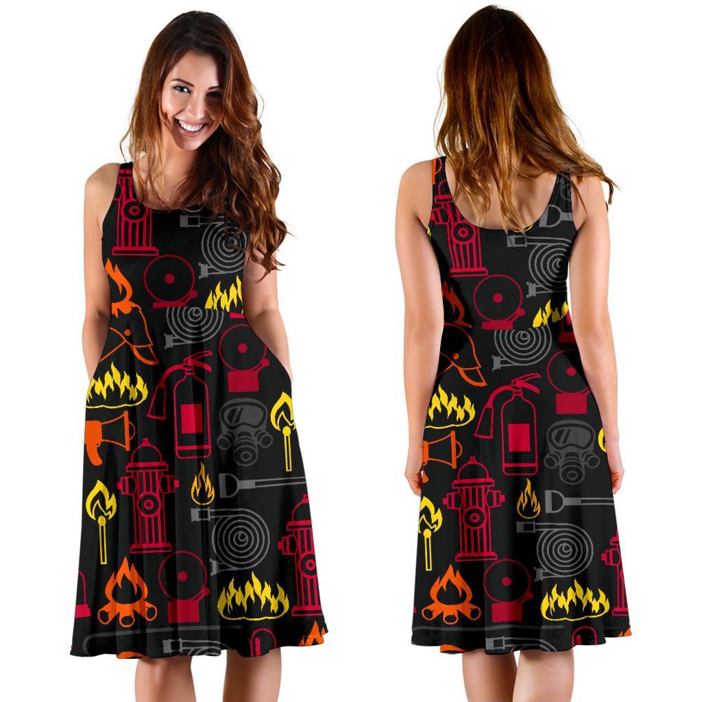 Print Pattern Firefighter Dress-grizzshop