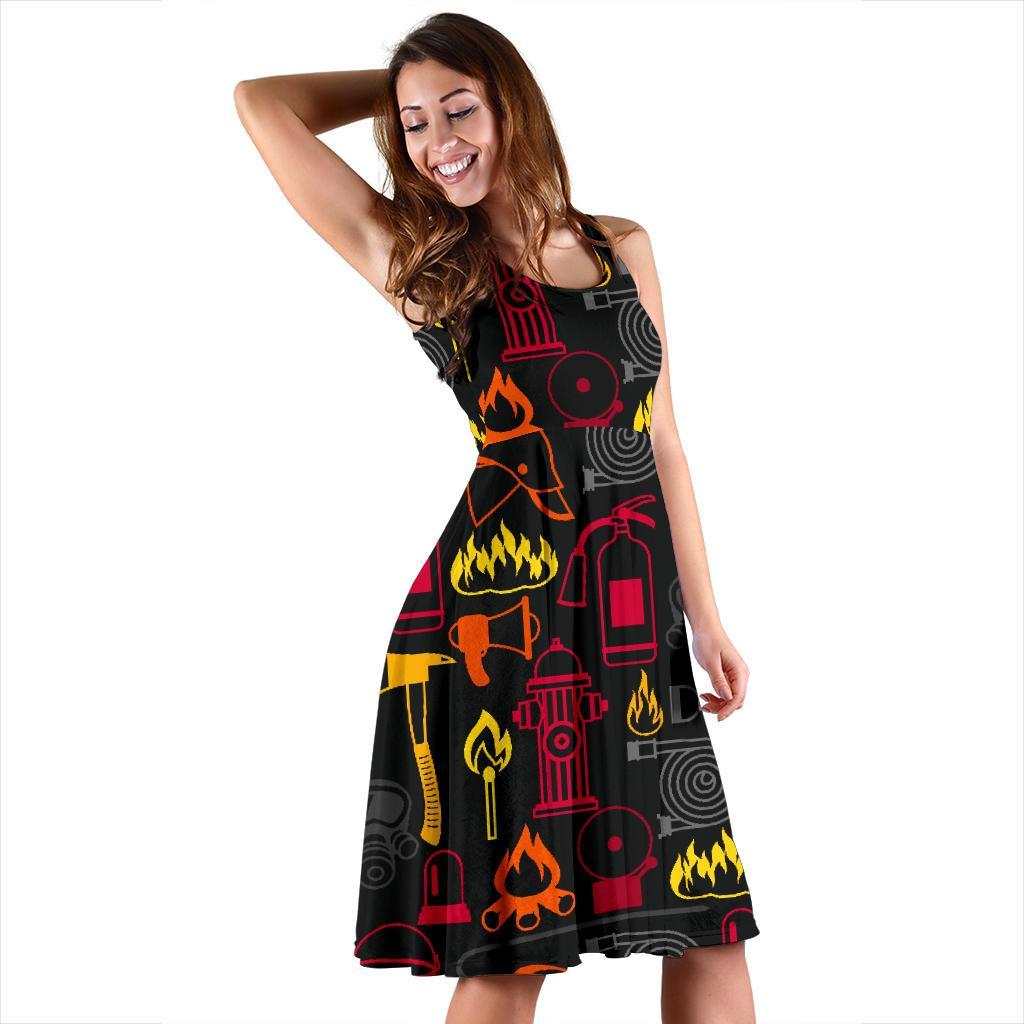 Print Pattern Firefighter Dress-grizzshop