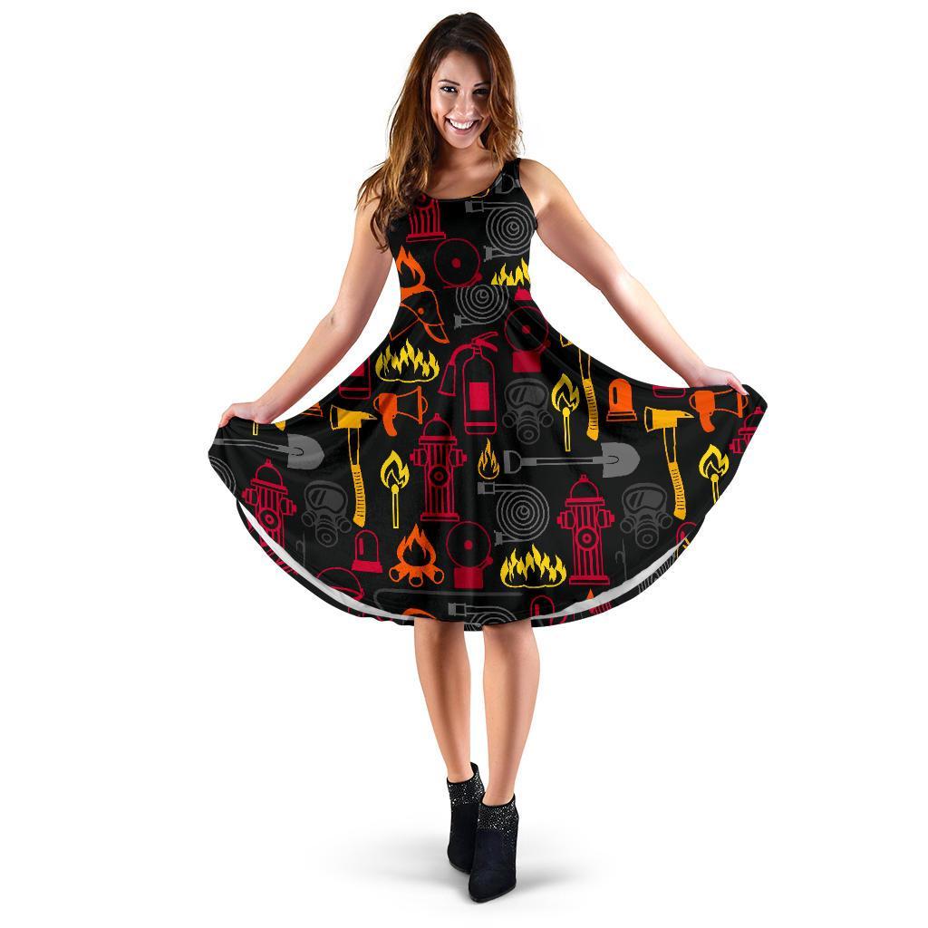 Print Pattern Firefighter Dress-grizzshop