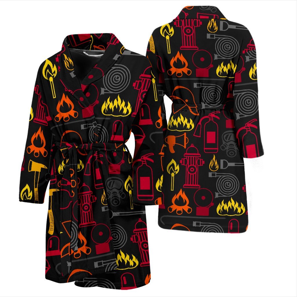 Print Pattern Firefighter Men Long Robe-grizzshop