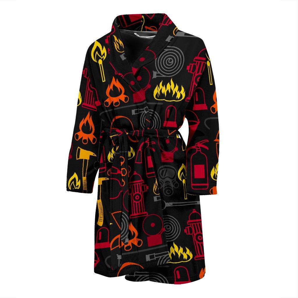 Print Pattern Firefighter Men Long Robe-grizzshop