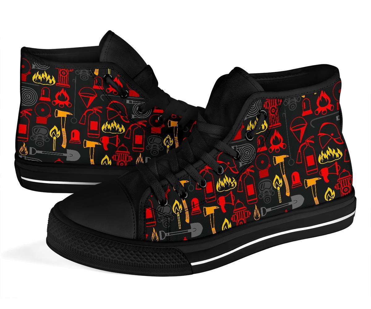 Print Pattern Firefighter Men Women's High Top Shoes-grizzshop