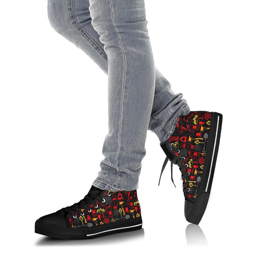 Print Pattern Firefighter Men Women's High Top Shoes-grizzshop