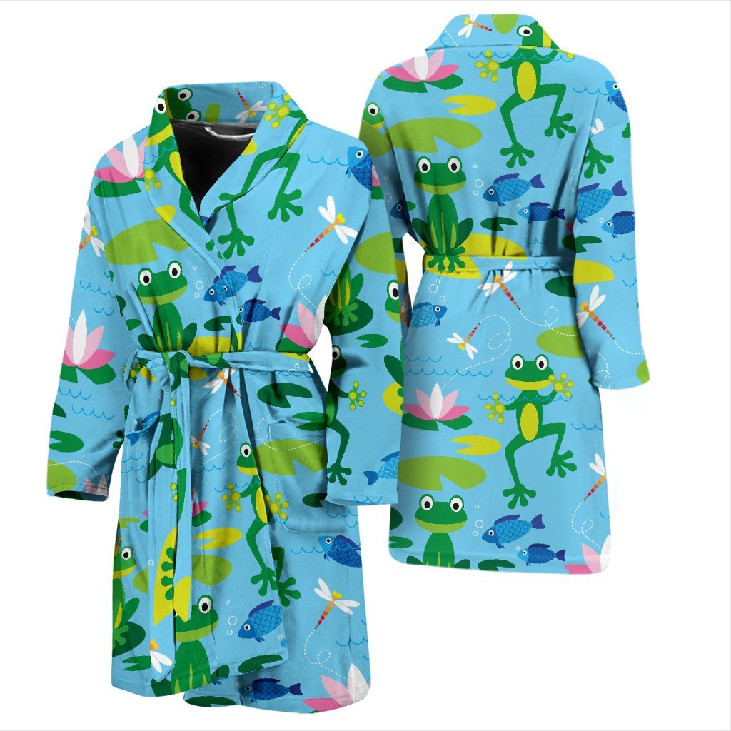 Print Pattern Frog Men Long Robe-grizzshop