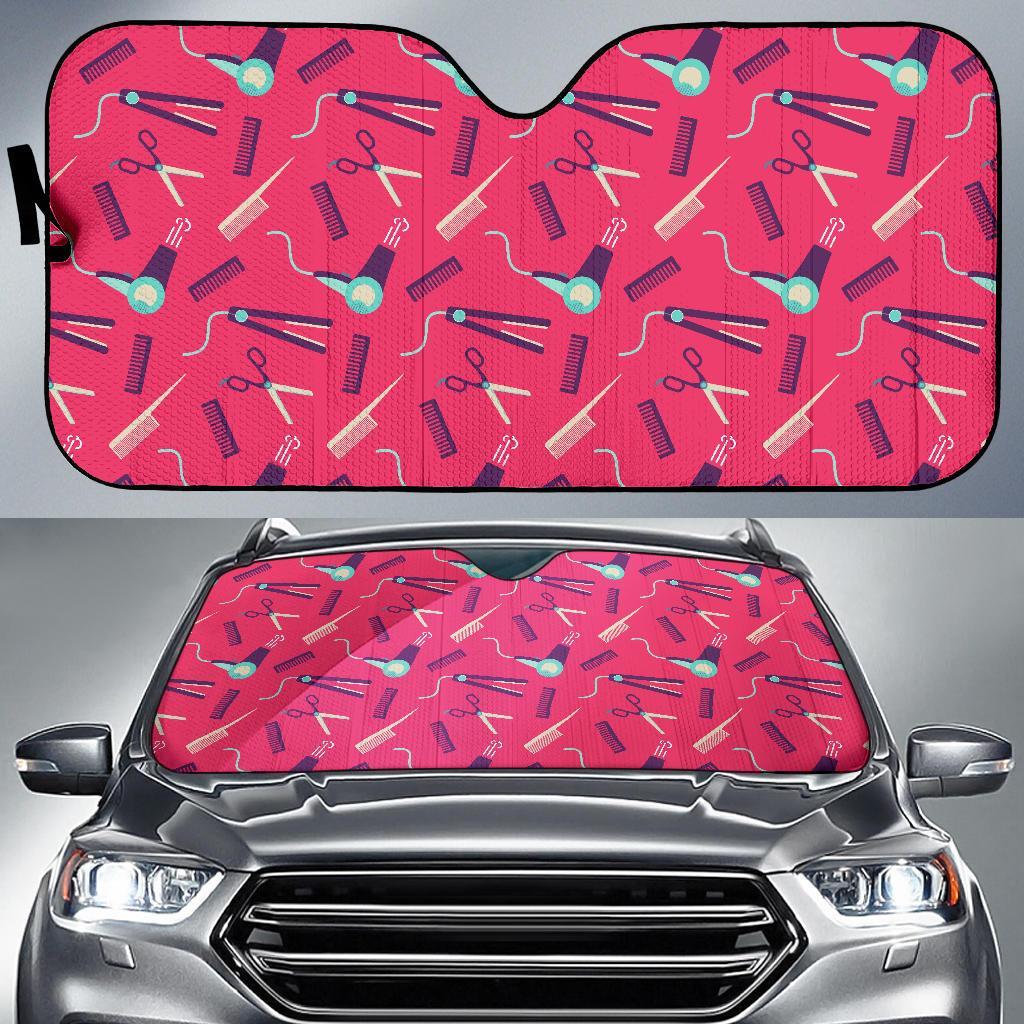 Print Pattern Hair Stylist Car Sun Shade-grizzshop