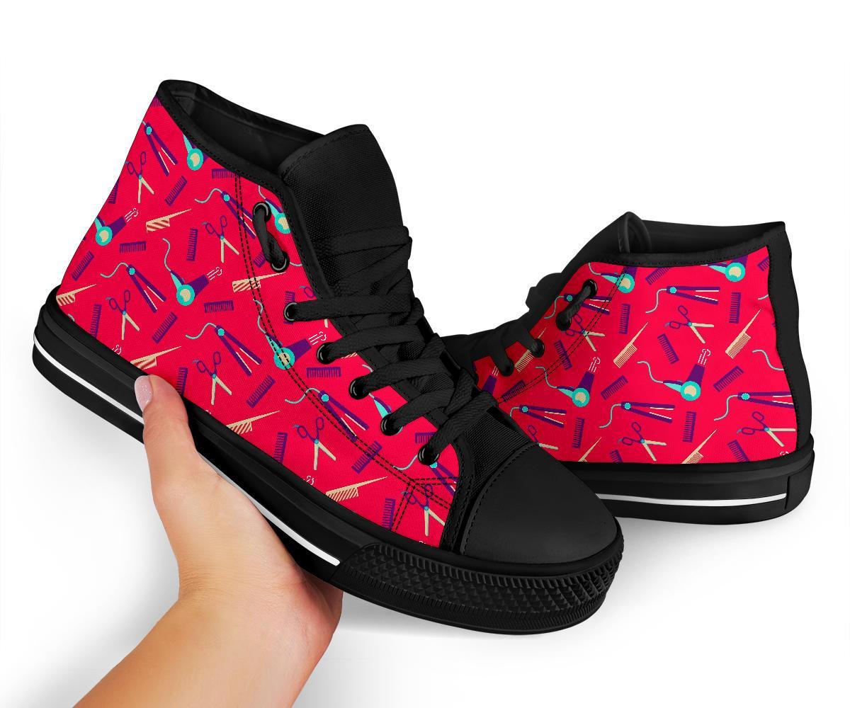 Print Pattern Hair Stylist Men Women's High Top Shoes-grizzshop