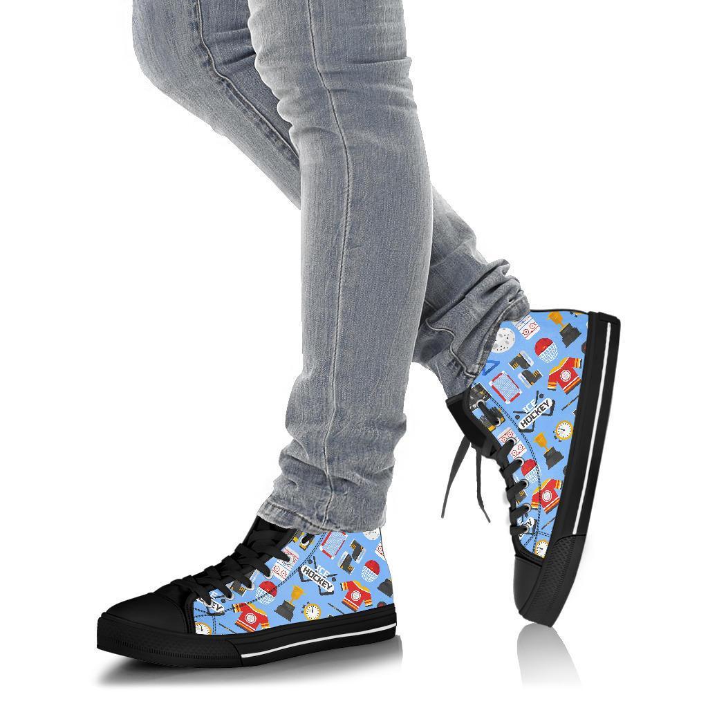 Print Pattern Hockey Men Women's High Top Shoes-grizzshop