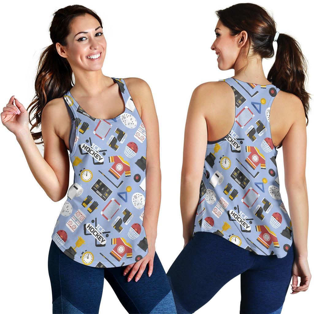 Print Pattern Hockey Racerback Tank Tops-grizzshop