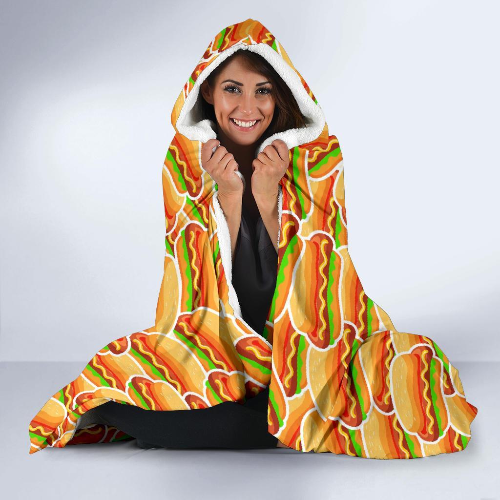 Print Pattern Hot Dog Hooded Blanket-grizzshop