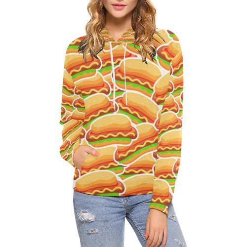 Print Pattern Hot Dog Women Pullover Hoodie-grizzshop