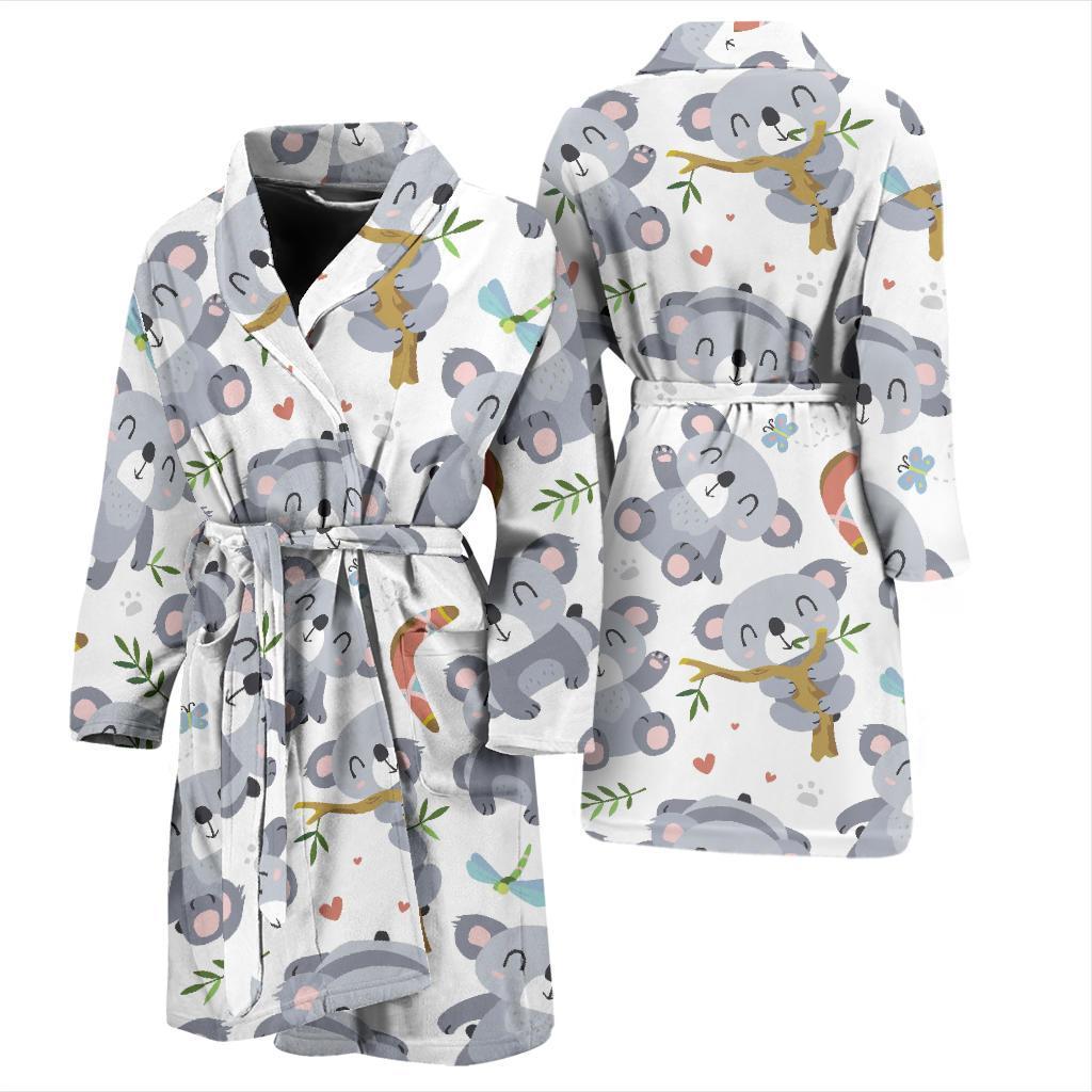 Print Pattern Koala Men Long Robe-grizzshop
