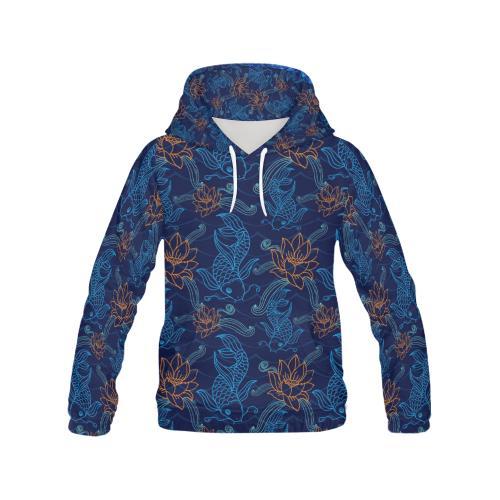 Print Pattern Koi Fish Women Pullover Hoodie-grizzshop