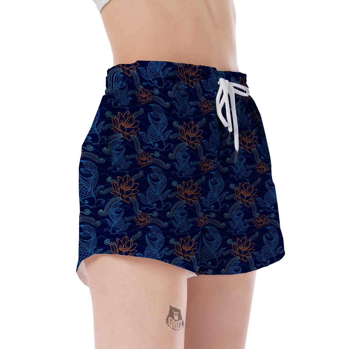 Print Pattern Koi Fish Women's Shorts-grizzshop