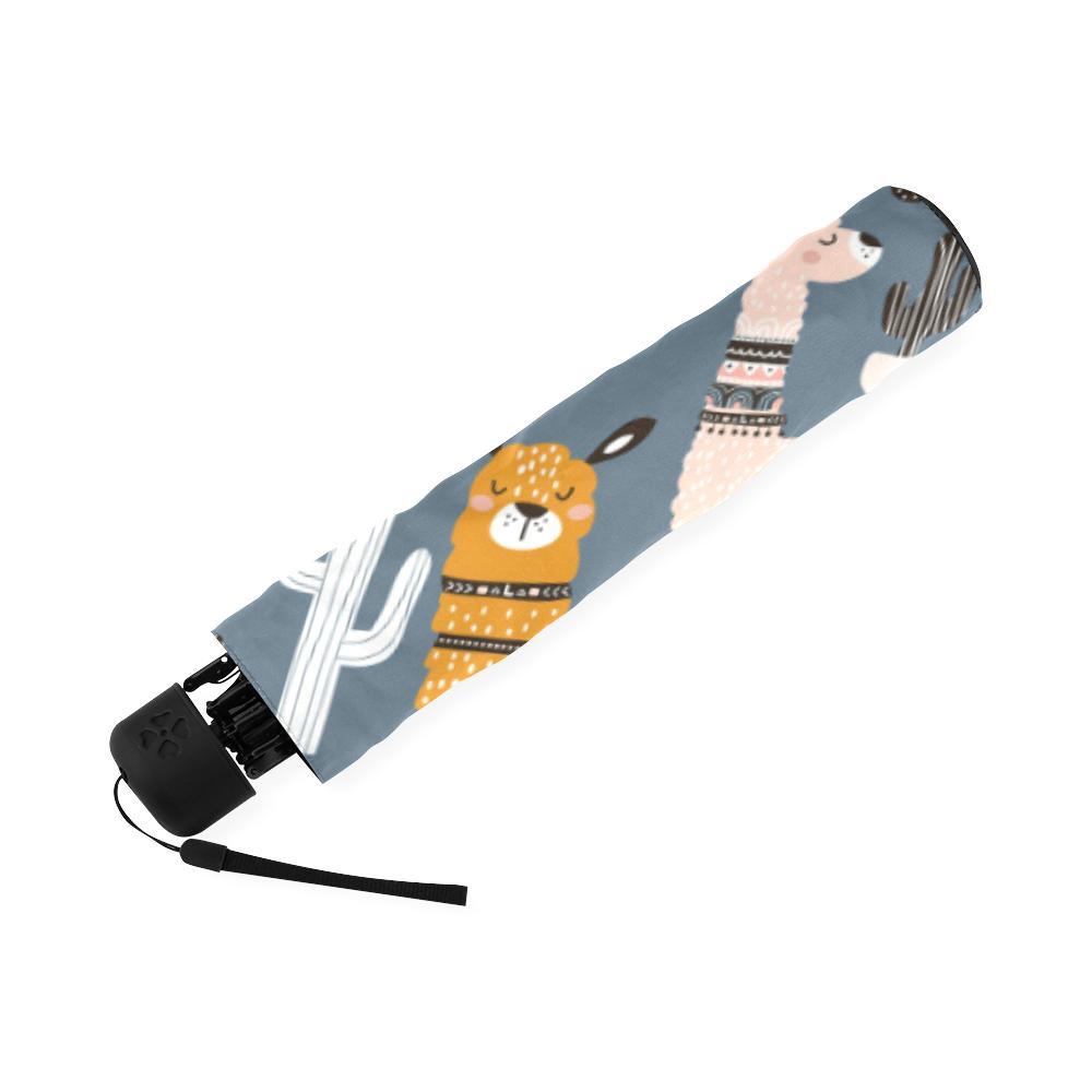 Print Pattern Llama Cactus Foldable Umbrella-grizzshop