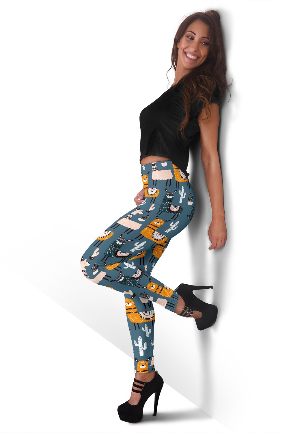 Print Pattern Llama Cactus Women Leggings-grizzshop