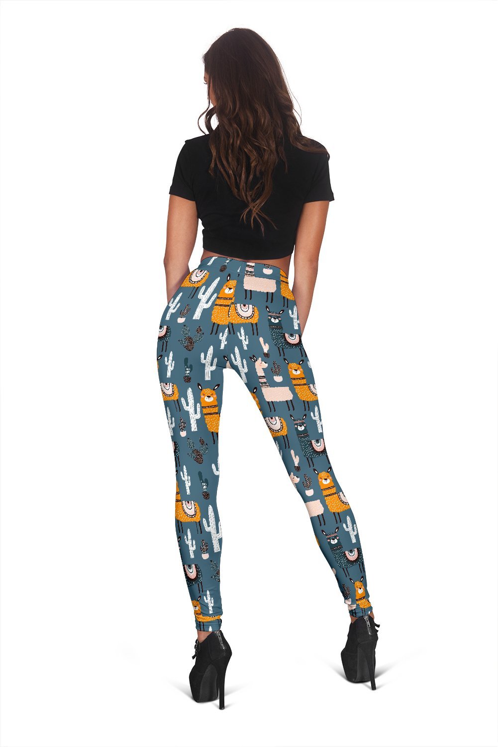 Print Pattern Llama Cactus Women Leggings-grizzshop